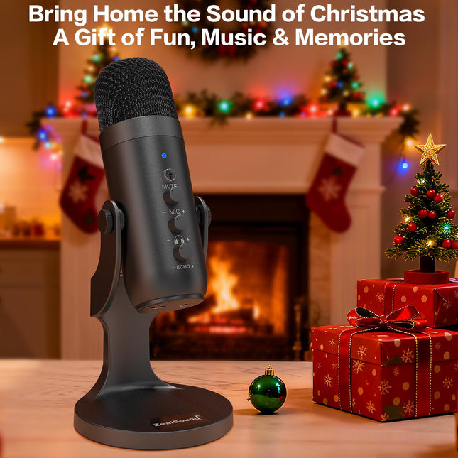 ZealSound USB Microphone,Condenser Phone Computer PC Mic kit,Plug&Play Gaming Microphones for PS 4&5.Mic Gain&Volume Control,Echo &Mute Button for Vocal,Record,Streaming,Discord YouTube Podcast on Mac