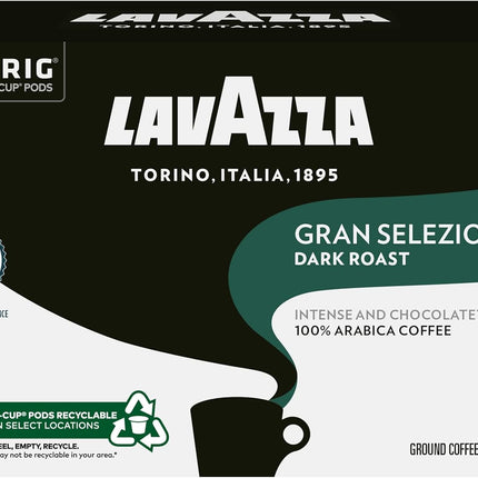 Lavazza Single-Serve Coffee K-Cups for Keurig Brewer - Gran Selezione Dark Roast Blend - 12 Instant K-Cup Coffee Pods