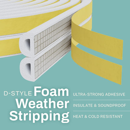 Jabukosu 66 Feet Self Stick Foam Weather Stripping Door Window Seal Draft Stopper Insulation Tape for Windows and Doors Soundproof Weatherstripping Gap Blocker