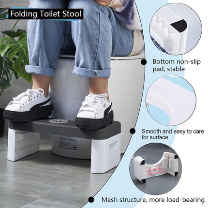 Portable Non-Slip Plastic Toilet / Squat Stool for All Ages, Foot Assistance, Black
