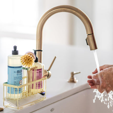 Kitchen Sink Caddy Organizer – With Self-Drying Stone, Multi-Purpose with Sponge & Dish Brush Holder, Compact Sink Sponge Holder for Kitchen or Bathroom Countertop