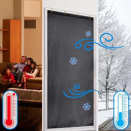 OliGreenice 82x204cm/W32xL80" Thermal Insulated Door Curtain Eyelet Doorway Cover Panel Windproof Warm Cold Protection Oxford Cloth Thicken Cotton Fiber Drapes for Living Room Garage Bedroom Dark Gray X004CLAJXH