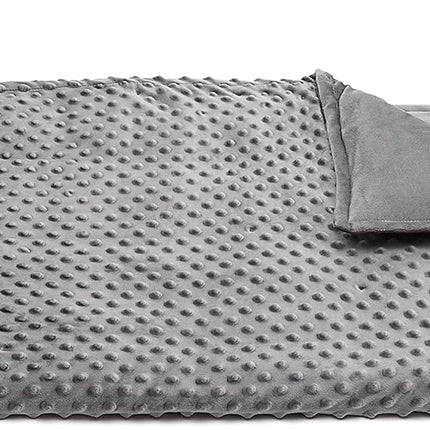 Amazon Basics Kids Cotton Weighted Blanket and Micromink Cover - 7-Pound, 41" x 60", Gray/Gray