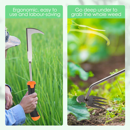 Foyucool 3 Pack Weed Puller with Rubber Handle, Crack Weeder Crevice Weeding Tool, Stainless Steel L-Shaped Hand Weeder Tool, Portable Manual Weed Puller Tool for Garden Patio Lawn Planting & Weeding