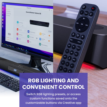 Sound Blaster Katana SE Multi-Channel Gaming Soundbar, 180W Peak Power, Bi-Amplified 4-Driver Design, Super X-Fi Technology, and RGB Lighting