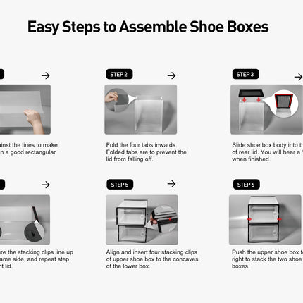 Kuject 12-Pack X-Large Shoe Storage Organizers Clear Plastic Stackable Shoe Rack, White