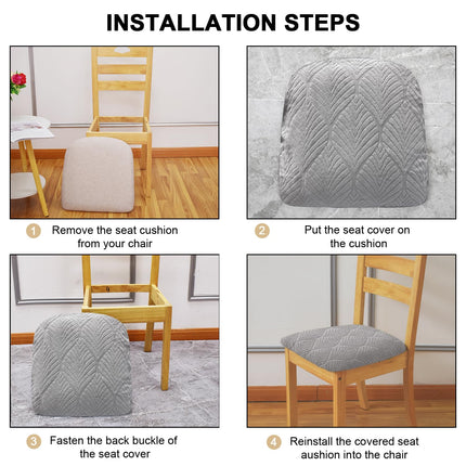 Gute  1-PACK Suede Dining Upholstered Chair Protector Seat Cushion Slipcover, Light Gray Leaf X004IRYRGF
