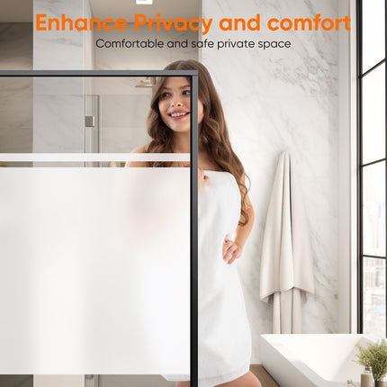 Funfox Window Film for Privacy, Frosted Glass Sticker Non-Adhesive Opaque Vinyl Window Film Covering Sun Blocking Static Cling Anti-UV for Bathroom Office Living Room Matte White 35.4 x 157 inch