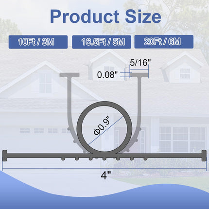 HTEZUU Universal Weatherproof Garage Door Seals Bottom Rubber, U+O Ring Replacement w/ 5/16" T-Ends