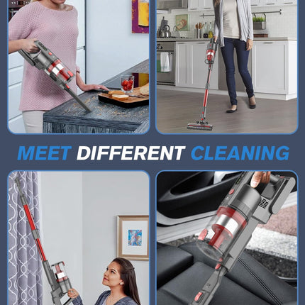 LJUREN K21B Vacuum Cleaner, 80,000PRM Stick Vacuum with 2 Powerful Suction Modes, Max 40 Mins Runtime, 2600mAh Rechargeable Vacuum Cleaner for Home