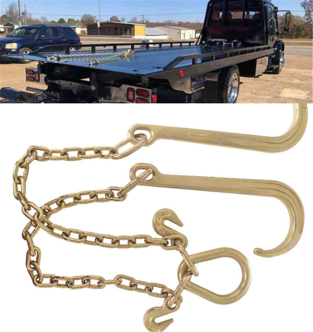 munirater 5/16 in x 2 ft Grade 70 Tow Chain 15 J Hook and T Hook Mini J Hook Recovery Wrecker Axle Tow Truck Chain