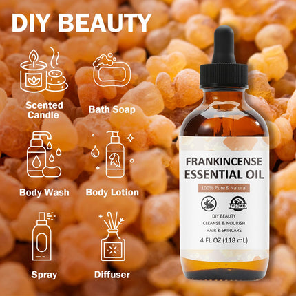Frankincense Premium Grade  Pure and Natural Essential Oil for Skin, Hair, Nails and DIY with Glass Dropper, 4Fl Oz