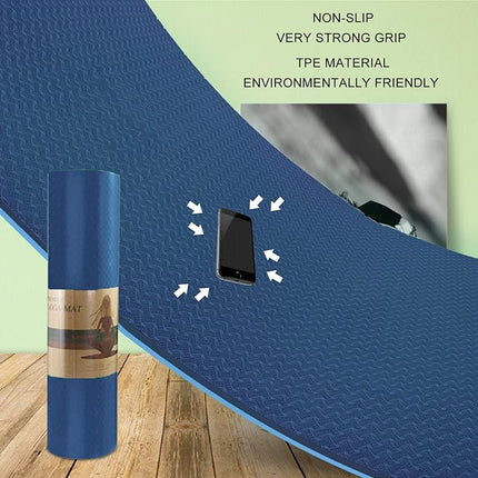 Yoga Mat 1/3 inch QMKGEC Exercise Mats 8mm TPE Non-Slip Extra Thick High-Density Eco Friendly for Yoga Workout Pilates Yoga Mats for Women Men