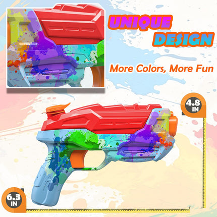 ZEBNYYA 4 Pack Water Gun for Kids, Watercolor Squirt Gun with Trigger Super Water Blaster Soaker Squirters Toys, Long Range Water Pistol Gun for Summer Outdoor Pool/Beach/Yard/Party Play
