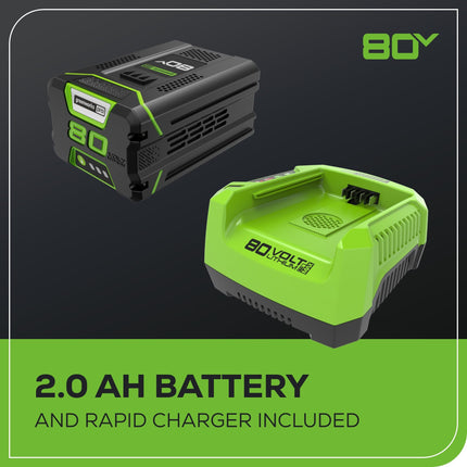 Greenworks 80V 10" Cordless Polesaw, 2.0Ah Battery and Charger Included PS80L210