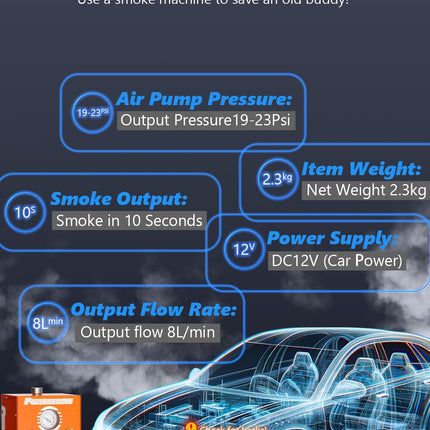 PowerScale M3 Automotive Smoke Machine Built-in Air Pump, 19-23 PSI Leak Detection, 2024 Professional Tools, EVAP System, Fuel Leakage, Leakage Diagnostic Tester for All DC12V Vehicles