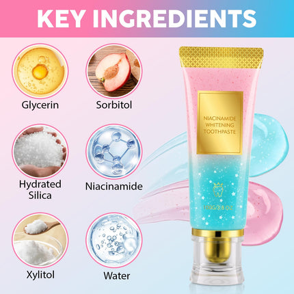 Jiorniee Niacinamide Whitening Toothpaste 100g Intensive Toothpaste for Sensitive Teeth, Gentle Stain Removal
