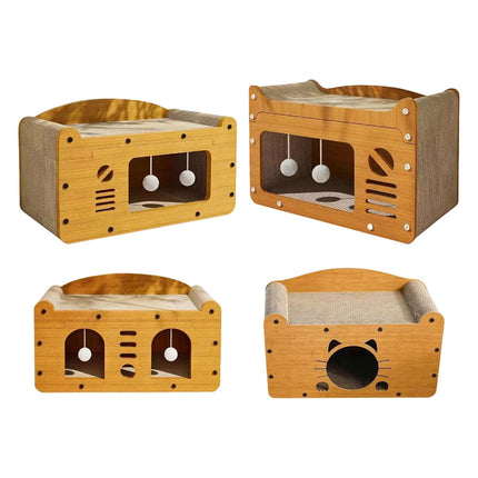 Wood Scratcher Lounger Cartoon Bed Furniture Cartoon Board Comfortable Lounger Toy Cats Nest Nesting Large