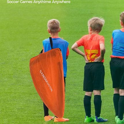 SANGMUCEN Set of 2 Foldable Kids Soccer Net for Backyard Garden, Park, Beach, Orange TSG001O