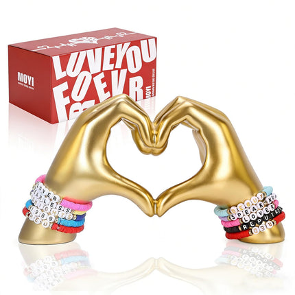 MOYI Gold Heart Hands Statue Aesthetic Boho Shelf Decor (No Bracelets)