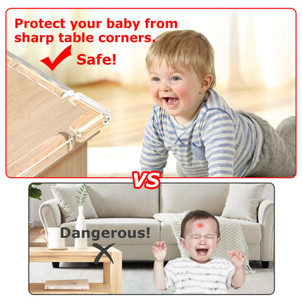 TAINESS Clear Silicone Soft Baby Proofing Corner & Edge Guards - Safety Strip for Tables, Cabinets, Sinks 4m Strip & 30 Corners