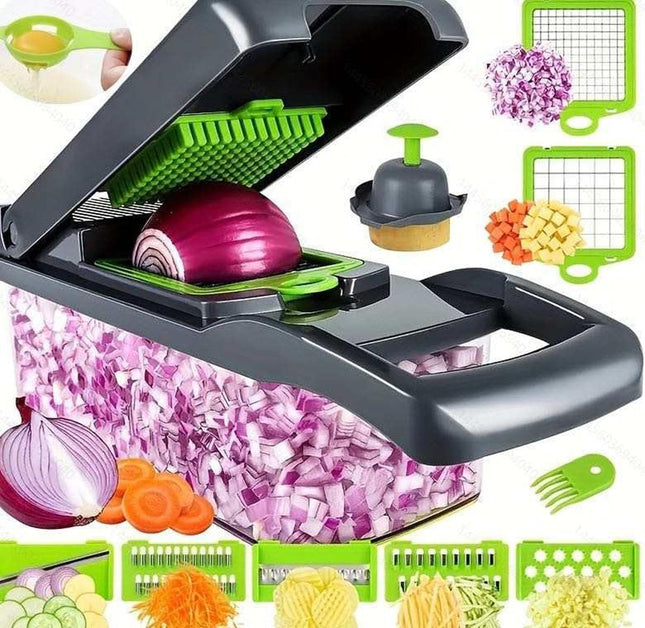 Generic Vegetable Chopper, Pro Onion Chopper, Multifunctional 16 in 1 Food Premium Kitchen Copper-Infused Vegetable Cutter, Bread Slicer, Home Essentials, QCQ-1