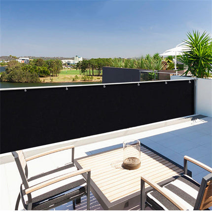 Insun Balcony Privacy Screen Outdoor for Deck Cover, UV Protection, Water Resistance, Patio Privacy Fence Screen Panel Windscreen for Garden with Rope and Cable Tie Black Grey 2.5'x9.8'