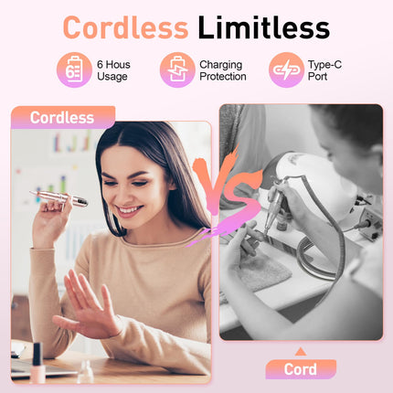 Beloving Cordless Nail Drill, Portable Electric Nail Drill 20000RPM Professional Electric Nail File for Acrylic Gel Nails, Rechargeable Nail Machine Home Use for DIY Manicure Pedicure - Gold