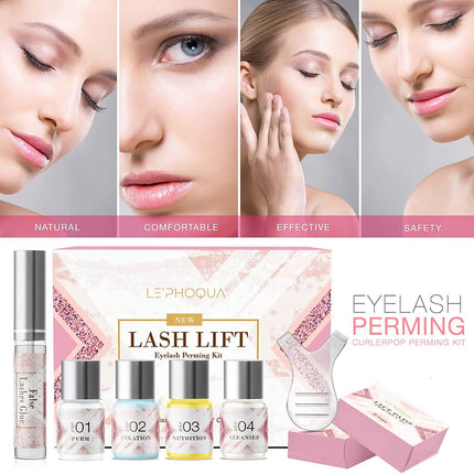 Le’phoqua Professional Eyelash Lift Kit, Curling Lash Extension Set, Lash Curling, Semi-Permanent Curling Perming Wave Suitable for Salon