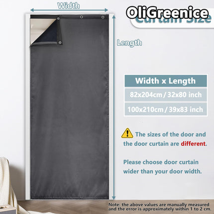 OliGreenice 100x210cm/W39*L83" Thermal Curtain Eyelet Doorway Cover Panel Windproof Warm Cold Protection Oxford Cloth Thicken Cotton Fiber Drapes for Living Room Garage Bedroom, Dark Gray X004GT75U5