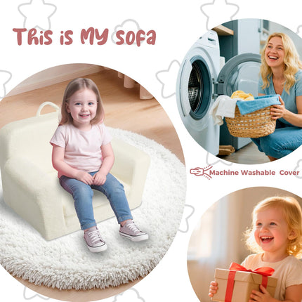 Eufurnibi Toddler Chair Comfy, 2 in 1 Flip Open Sofa for Toddlers, Kids Foam Couch, No Assembly,Cream White