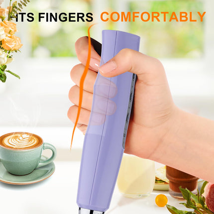 YUSWKO Handheld Milk Frother Wand for Coffee, Rechargeable Electric Whisk with 3 Heads 3 Speeds Drink Mixer Coffee Frother for Latte, Cappuccino, Hot Chocolate, Egg