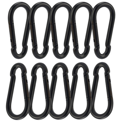 DOPHYRANIX 3 Inch Carabiner Spring Snap Hook Steel Clip Link Buckle Heavy Duty 8x80mm 10 Pcs for Outdoor Camping Hiking Hammock Swing, Black