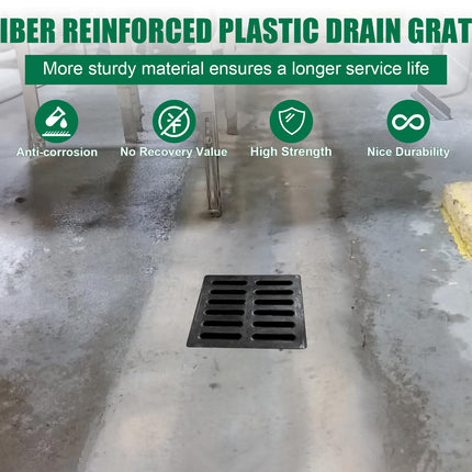 Natotela Fiberglass Cacth Basin Grate-24x16in Square Outdoor Drain Grate for Concrete Cacth Basin,Durable Flat Drainage Grate for Downspout Sewer Lawn Yard Lawn Patio Inlet(23.6x15.75in)