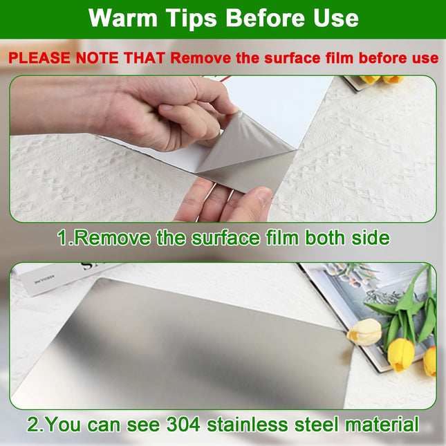 TAMBEE Kitchen 304 Stainless Steel Cutting Board for Steel, 15.8 x 12", Heat Resistant, Dishwasher Safe