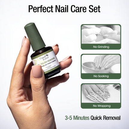 Candy Lover Gel Nail Polish Remover Kit - Gel Polish Remover and Latex Tape Peel Off Liquid with Cuticle Pusher&Nail File, Gel Remover for Nails in 3-5 Minutes, Nail Art Liquid Latex Barrier Protector