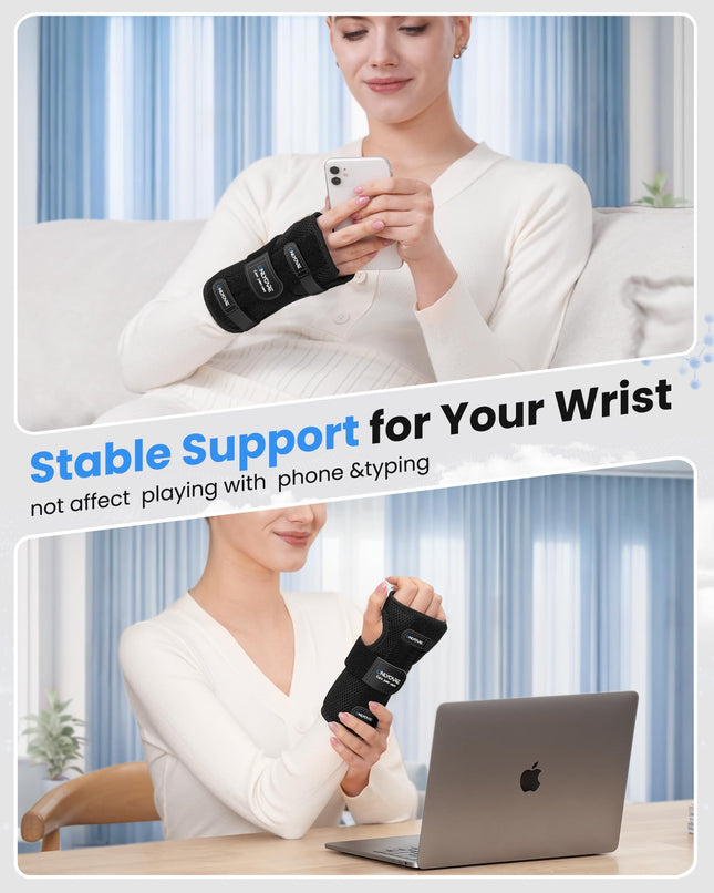 ONLYCARE Carpal Tunnel Wrist Brace Fit Right Hand, Adjustable Wrist Wraps Night Support, Metal Splint Stabilizer Relief Pain for Women Men, Hand Brace for Sprain, Arthritis, Tendonitis (Medium)