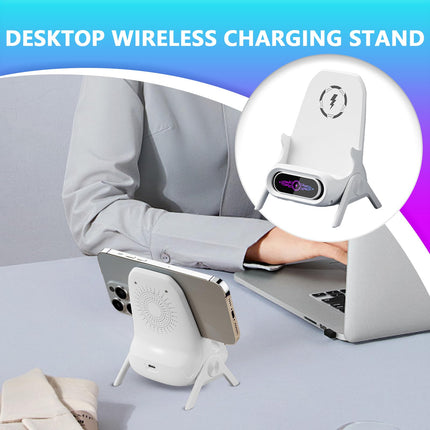 Magnetic Wireless Charger for Desk - 15w Fast Charging Mobile Phone Stand, Efficient Desktop Holder for Smartphones, Bedroom, Office, Coffee Table, or Home Use, Compact and Stylish