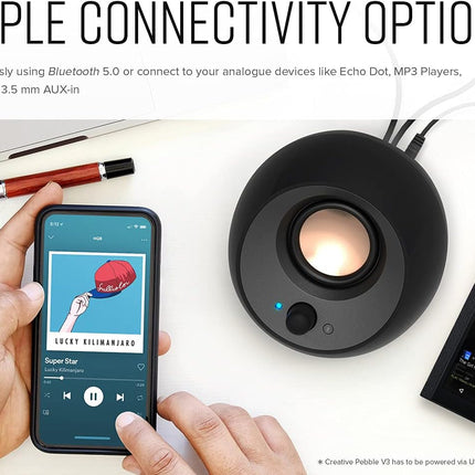 Creative Pebble 2.0 USB-Powered Desktop Speakers with Far-Field Drivers and Passive Radiators for PCs and Laptops