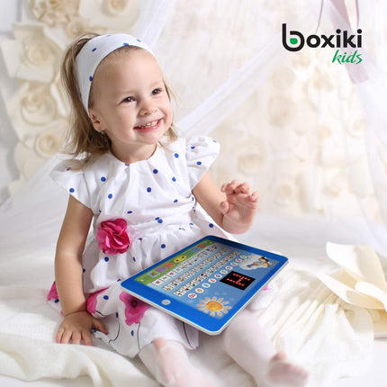 English and Spanish Bilingual Learning Tablet Toy with Small LED Screen by Boxiki Kids | ABC, Animals, Fruit and Other Words | Learning Toys for 3 Year olds and Above