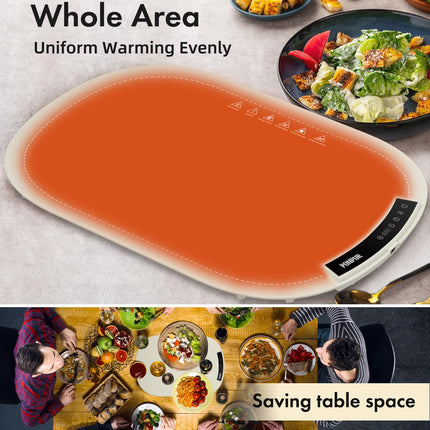 PONPUR Food Warming Mat with 7 Adjustable Temperature, Food Warmer Mat, Electric Heating Tray for Buffet, 1 2 4 H Timing Function, Roll Up Hot Mat for Countertop, Parties, Family Meals