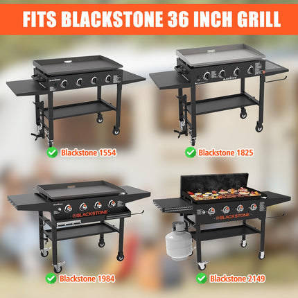 Flat Top Griddle Replacement for Blackstone 2142 1900 1971 1814 and Other 17 Inch Models with Grease Drain Hole - Upgraded Bottom Reinforced - Heavy Duty Powder Coated Steel