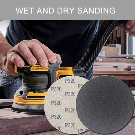 Rvetol 50 Pcs Wet Dry 6 INCH Sanding Discs Hook and Loop, 320 Grit Sandpaper Automotive Wood Metal Polishing & Sanding, Silicon Carbide Sand Paper for Random Orbital Sander (Grit 320)