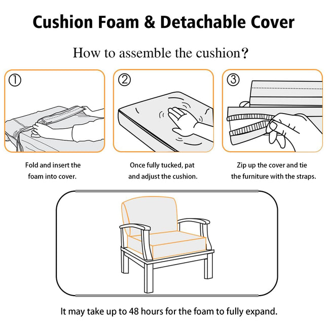 Localive 22x24 inch Outdoor/Indoor Deep Seat Patio Cushions Set of 2 Deep Seat Bottom Resilient Foam Filling with Zipper Water Repellent Abrasion-Resistant UV Resistant Weather Resistant Toffee