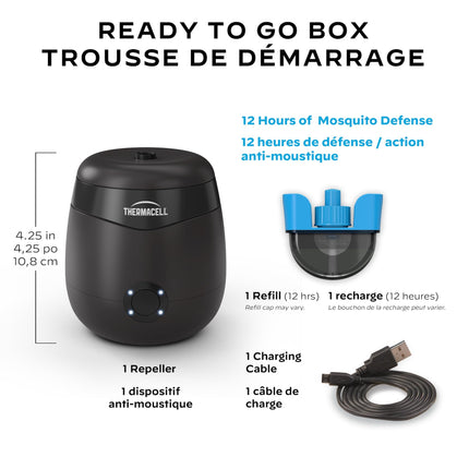 Thermacell Patio Shield Mosquito Repellent E-Series E552CHRCA Rechargeable Repeller; 20’ Mosquito Protection Zone; Includes 12-Hour Repellent Refill; No Spray, Flame or Scent; Bug Spray Alternative