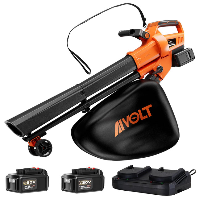 (New Open Box) AIVOLT Cordless Leaf Vacuum Blower Mulcher with Battery and Charger, 2 * 4.0Ah Battery Powered Leaf Vacuum with 40L Bag, 160MPH Air Speed, 4 Speed Modes, Suitable for Lawn Care Yard Cleaning