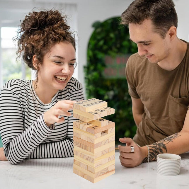 Crazy Night 48Pcs Block Tower Game, Couples Lust Games for Adults, Valentine Tumbling Stacking Blocks, Wooden Naughty Date Night Ideas for Adults Party Game Gift