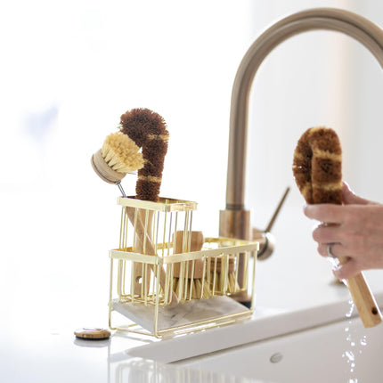 Kitchen Sink Caddy Organizer – With Self-Drying Stone, Multi-Purpose with Sponge & Dish Brush Holder, Compact Sink Sponge Holder for Kitchen or Bathroom Countertop