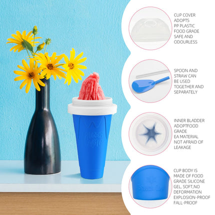 RAUMAXE Slushy Cup, Slushy Maker Cup Slushie Cup Ice Cup Frozen Magic Squeeze Cup Cooling Maker Cup Freeze Mug Milkshake Smoothie Mug (Yellow)