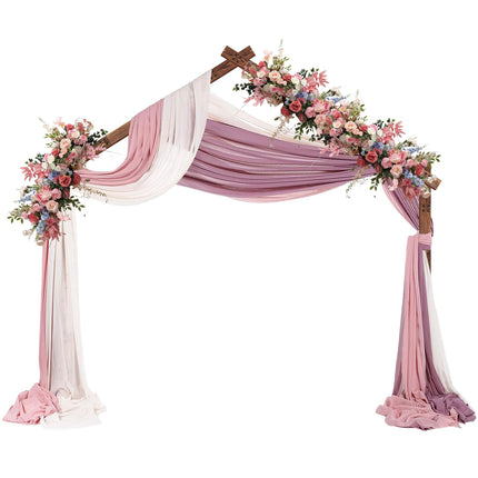 Skcoipsra 9FT Roof Wooden Wedding Backdrop Stand, Stable Wooden Arch Frame, Natural Wood Arch Stand Arbor Frame for Ceremony Anniversary Birthday Party Graduation Photo Background Decoration